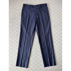 Zanella Pants Mens 32x30 Blue Parker Wool Stretch Waist Dress Formal Italy